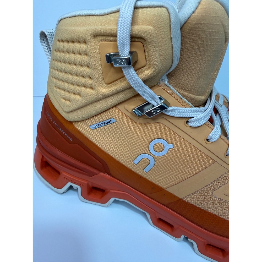 On Cloudrock Waterproof Hiking Boots Orange Womens 7.5 - Picture 5 of 8